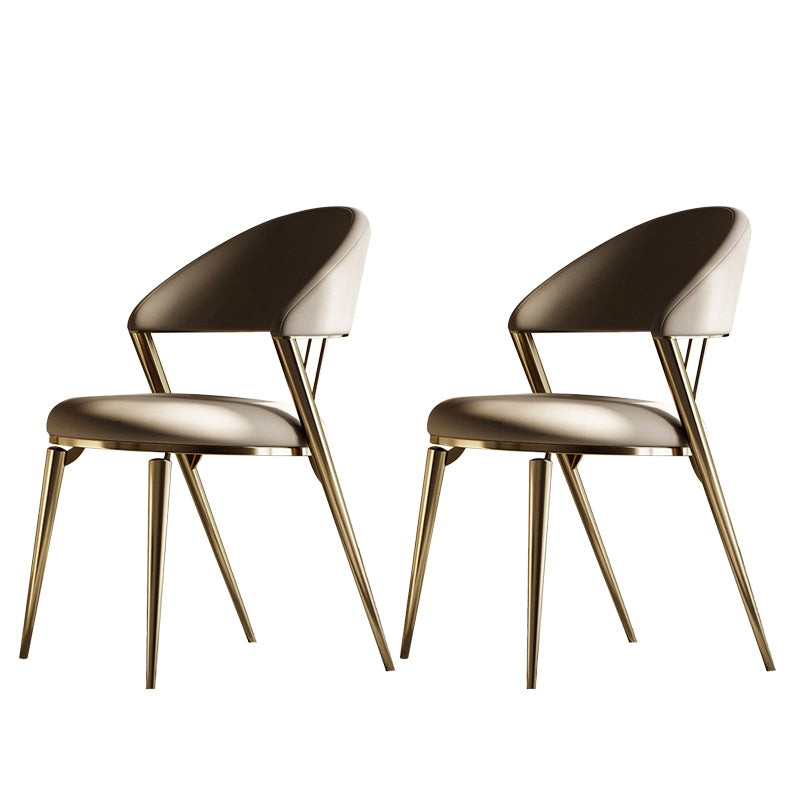 Glam Style Armless Dining Chairs Faux Leather Open Back Dining Side Chair