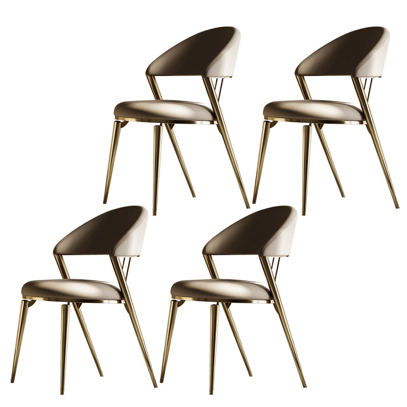 Glam Style Armless Dining Chairs Faux Leather Open Back Dining Side Chair