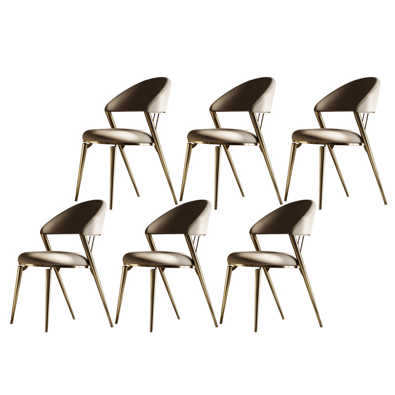 Glam Style Armless Dining Chairs Faux Leather Open Back Dining Side Chair