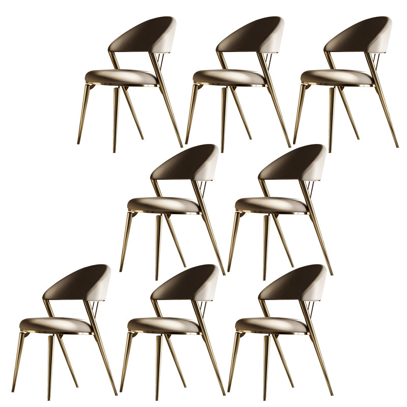 Glam Style Armless Dining Chairs Faux Leather Open Back Dining Side Chair