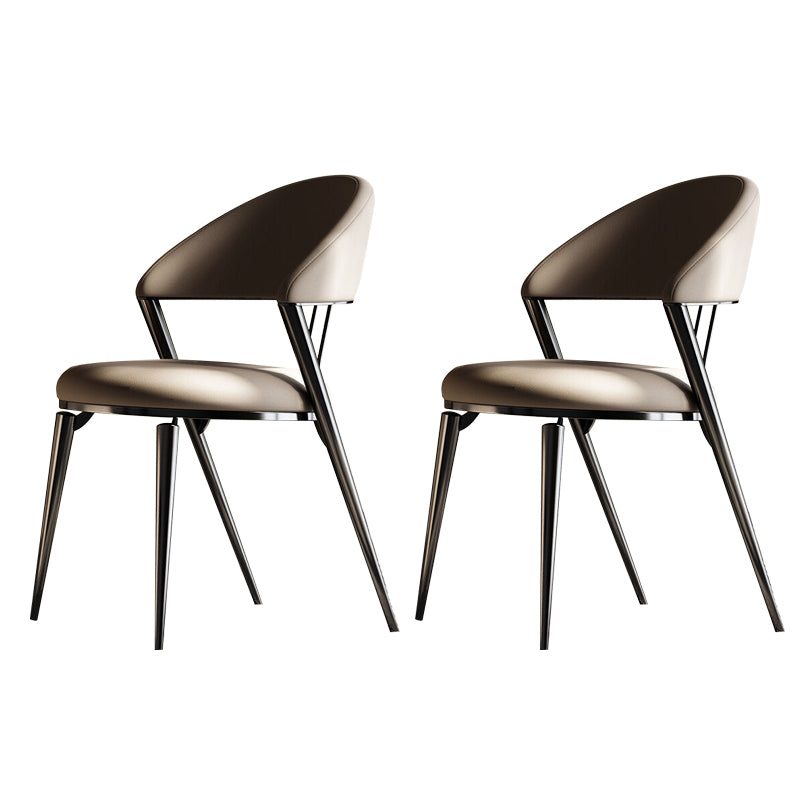 Glam Style Armless Dining Chairs Faux Leather Open Back Dining Side Chair