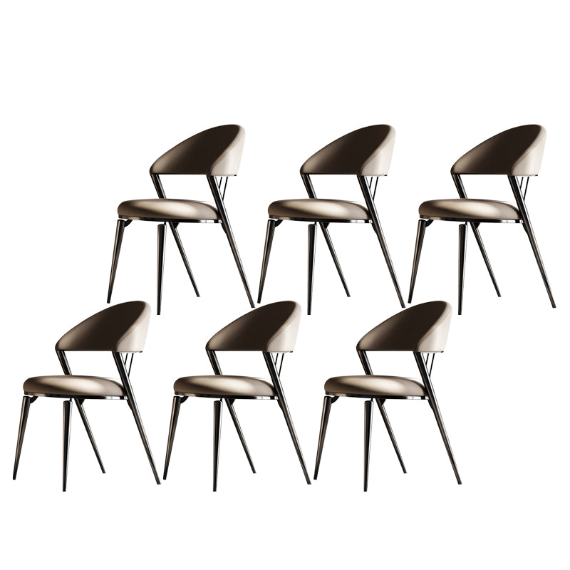 Glam Style Armless Dining Chairs Faux Leather Open Back Dining Side Chair
