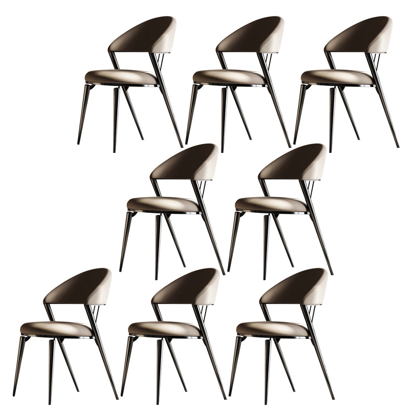 Glam Style Armless Dining Chairs Faux Leather Open Back Dining Side Chair