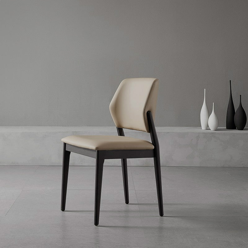 Ash Wood Legs Side Chair Modern Armless Dining Chairs with Upholstered