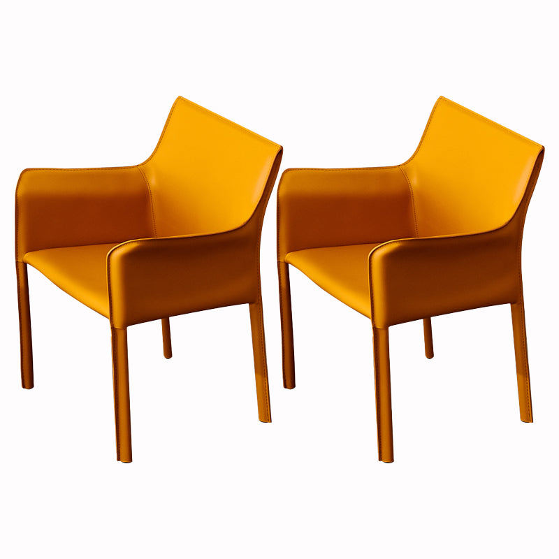Modern Arm Dining Chair Faux Leather Low Back Dining Side Chair