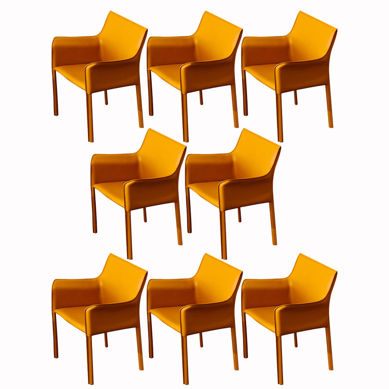 Modern Arm Dining Chair Faux Leather Low Back Dining Side Chair