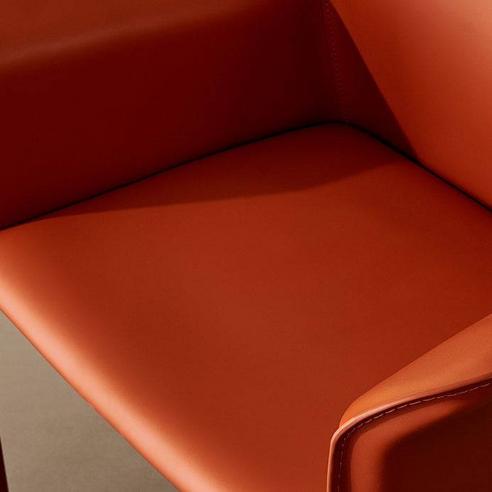 Modern Arm Dining Chair Faux Leather Low Back Dining Side Chair