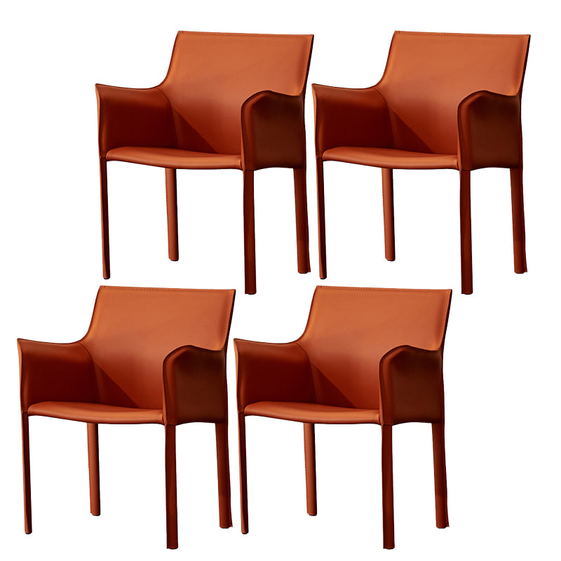 Modern Arm Dining Chair Faux Leather Low Back Dining Side Chair