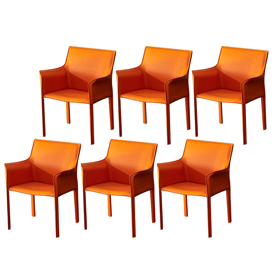 Modern Arm Dining Chair Faux Leather Low Back Dining Side Chair