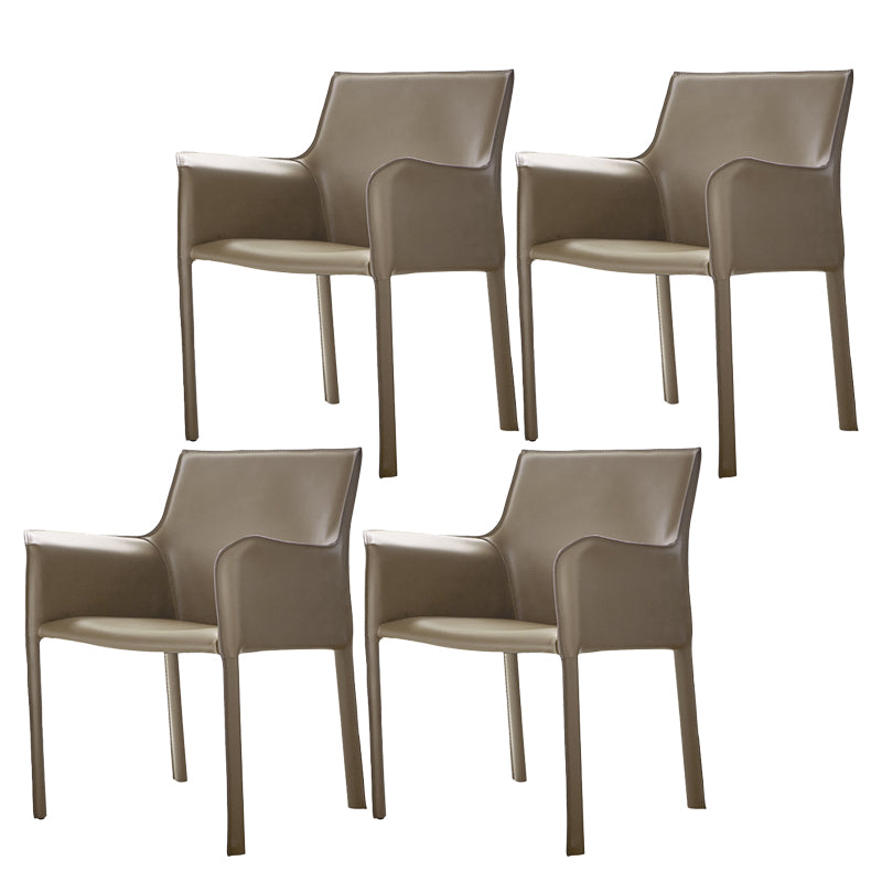 Modern Arm Dining Chair Faux Leather Low Back Dining Side Chair