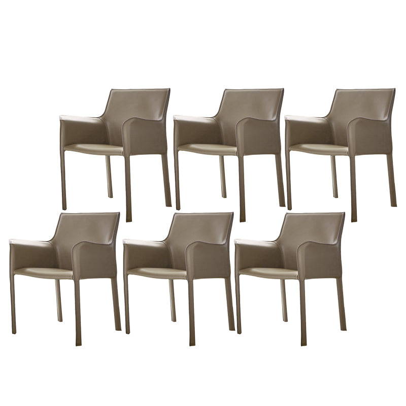Modern Arm Dining Chair Faux Leather Low Back Dining Side Chair