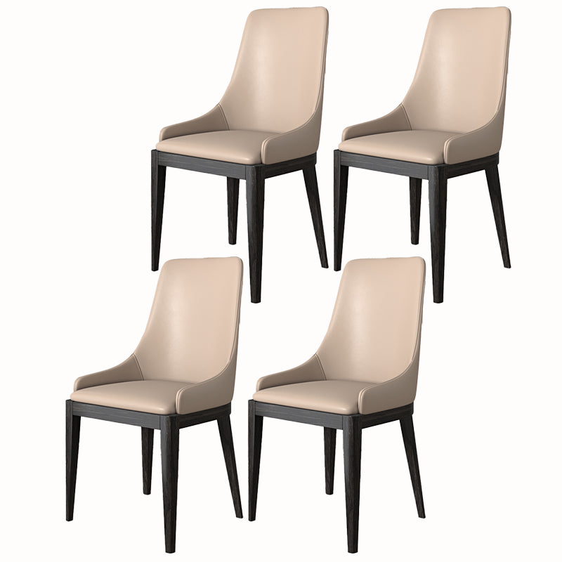 Modern Dining Room Chair Faux Leather and Wood Dining Side Chair