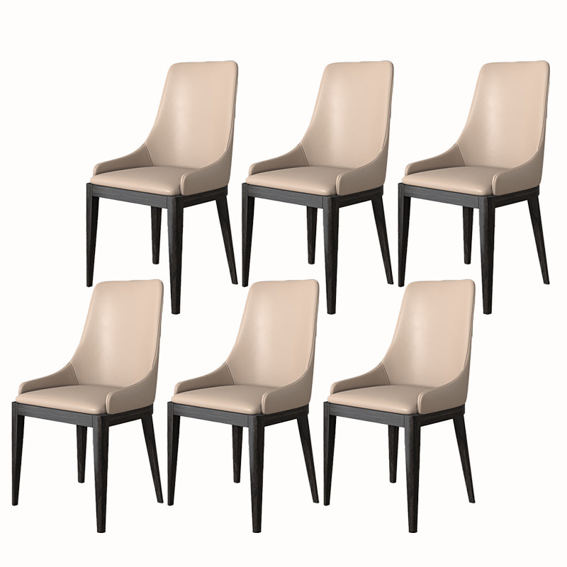 Modern Dining Room Chair Faux Leather and Wood Dining Side Chair