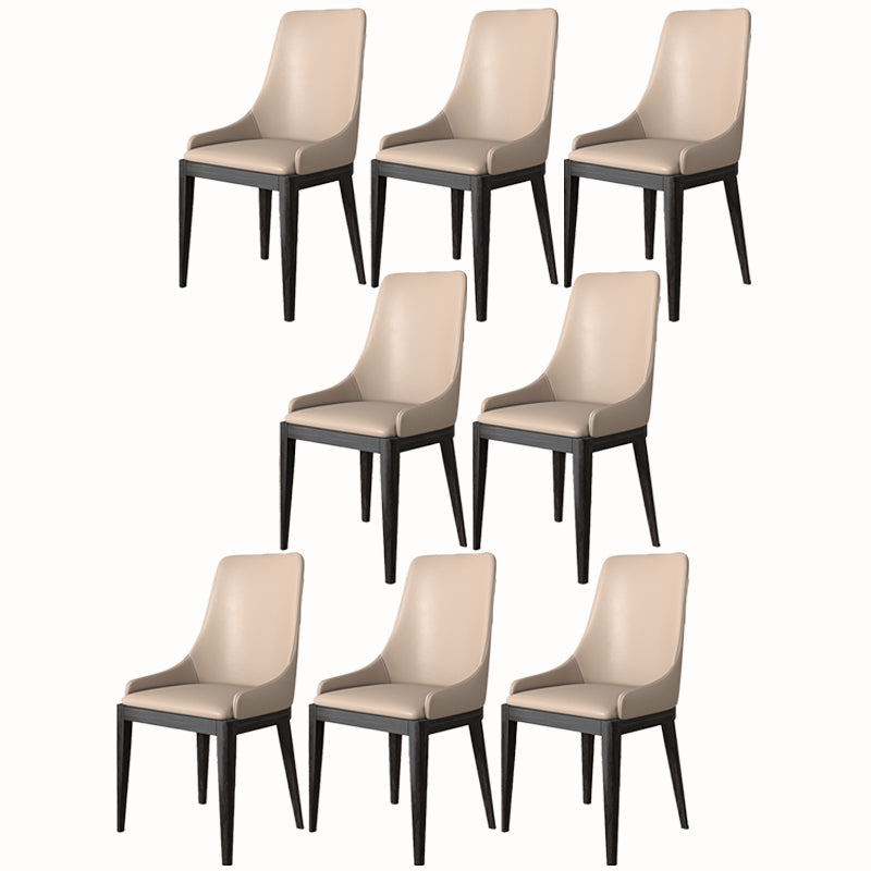 Modern Dining Room Chair Faux Leather and Wood Dining Side Chair