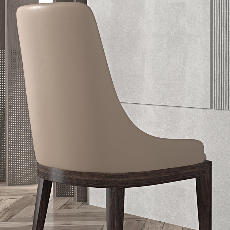 Modern Dining Room Chair Faux Leather and Wood Dining Side Chair