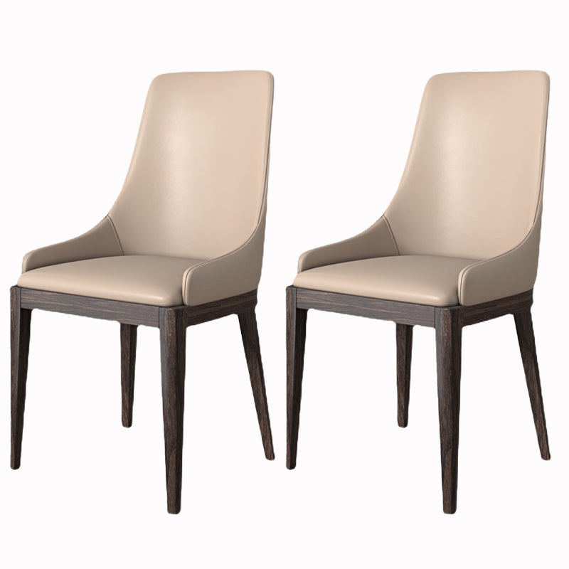 Modern Dining Room Chair Faux Leather and Wood Dining Side Chair