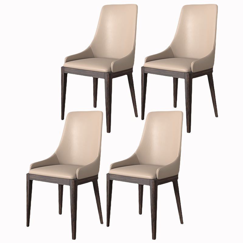 Modern Dining Room Chair Faux Leather and Wood Dining Side Chair