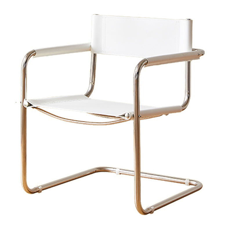 Modern Dining Accent Chair Faux Leather and Metal Dining Arm Chair