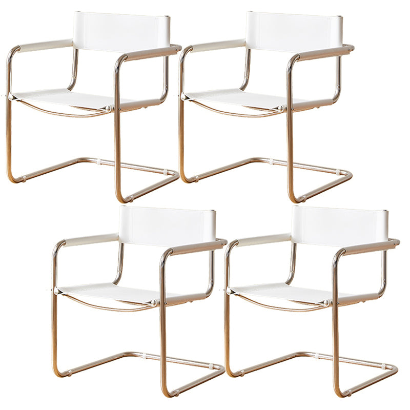 Modern Dining Accent Chair Faux Leather and Metal Dining Arm Chair