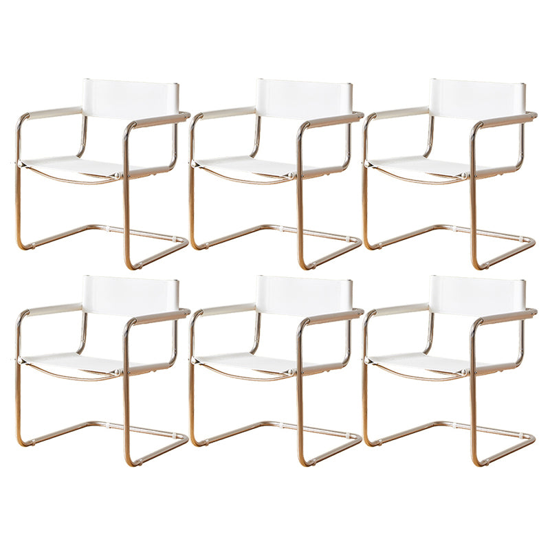 Modern Dining Accent Chair Faux Leather and Metal Dining Arm Chair