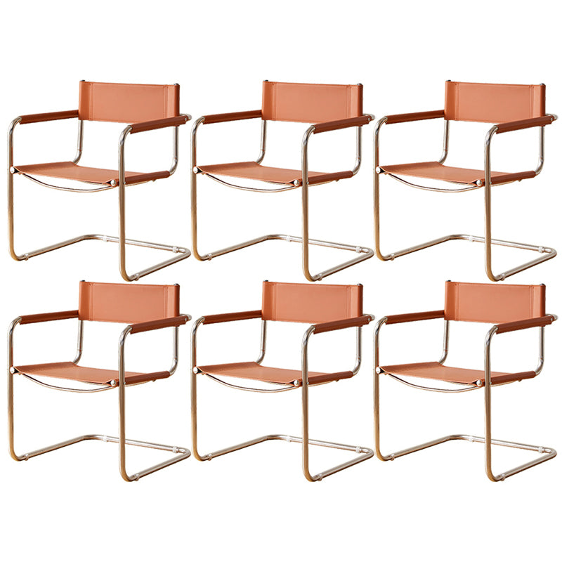 Modern Dining Accent Chair Faux Leather and Metal Dining Arm Chair