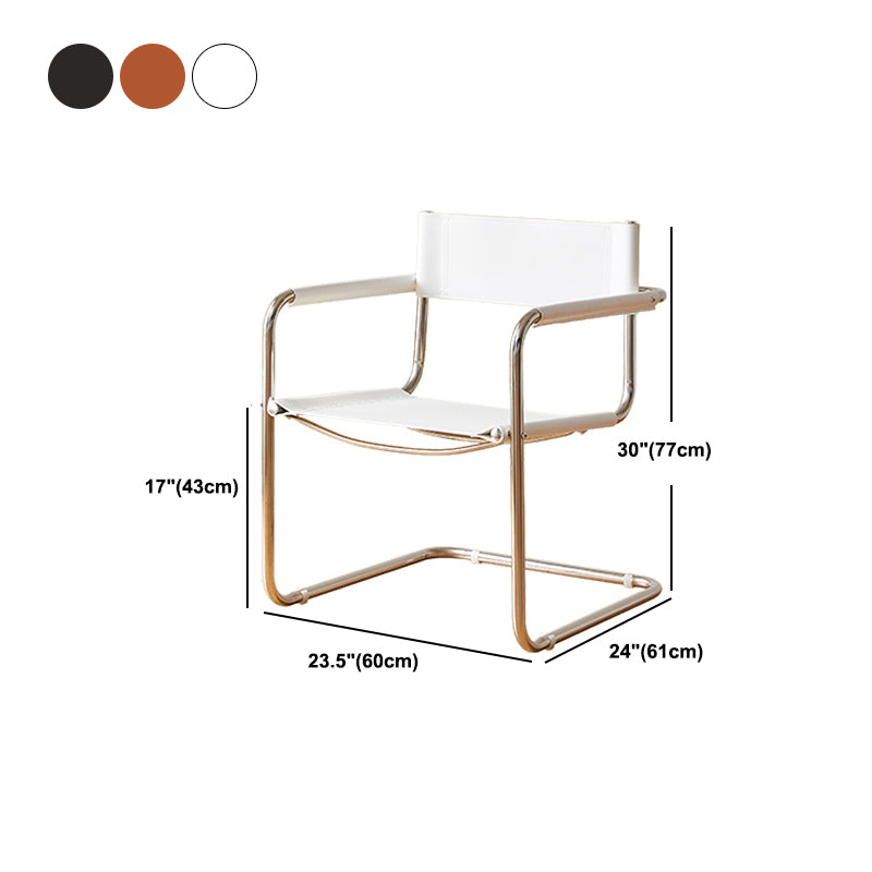 Modern Dining Accent Chair Faux Leather and Metal Dining Arm Chair