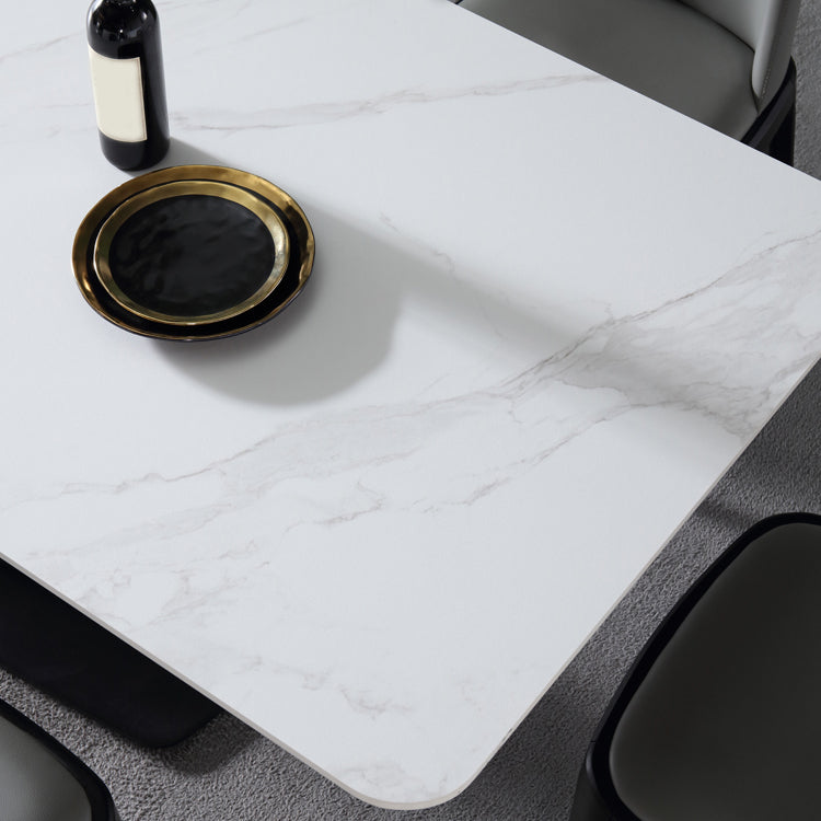 White Stone Top Dinette Set 1/4/5 Pieces Modern Indoor Dining Table Set
