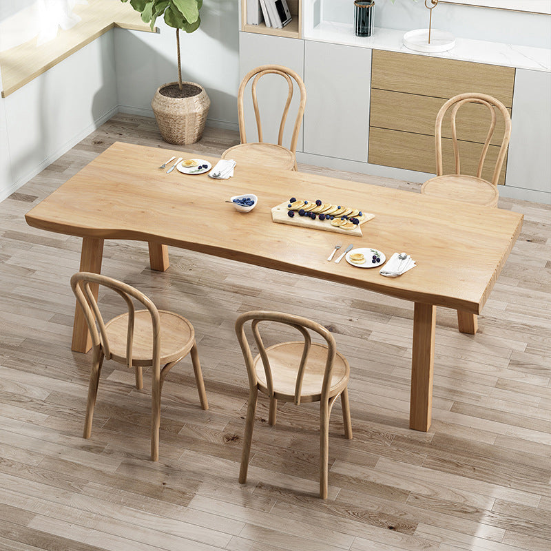 Modern Dining Set 1/2/5/7 Pcs Rectangle Solid Wood Dining Table and Chairs