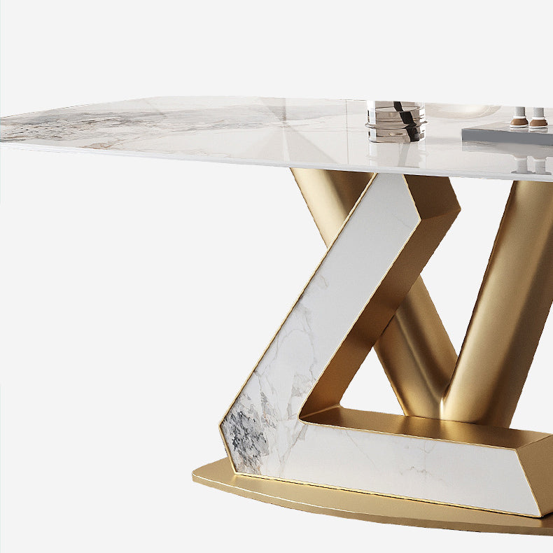 Stone Dining Table Set 1/4/5/7 Pcs Modern Dining Table with Armless Chairs