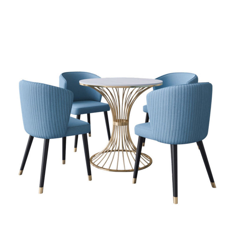 Glam Sintered Stone Dining Set Round 1/2/5 Pieces Dining Set with Pedestal Base