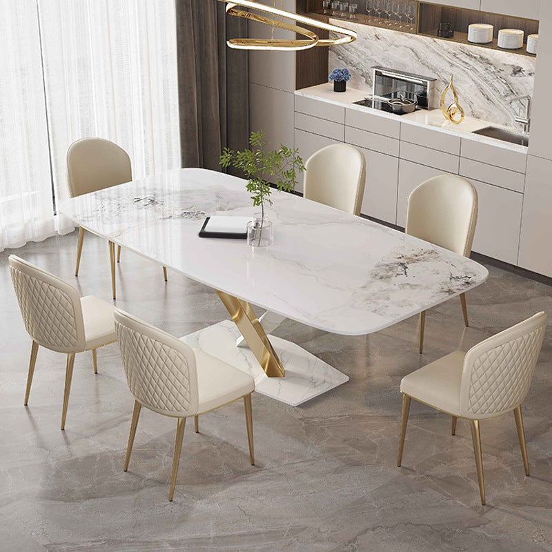 Glam Sintered Stone Dining Set 1/4/5/7 Pieces Dining Set with Pedestal Base
