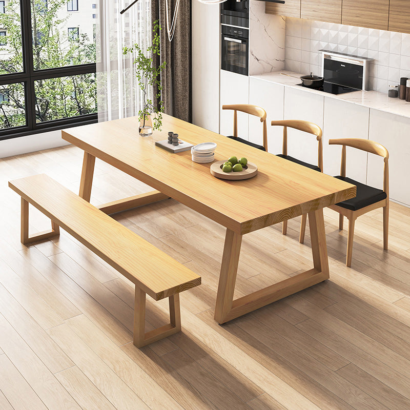 Modern 1/4/5/7 Pieces Dining Set Rectangle Pine Wood Dining Table for Dining Room