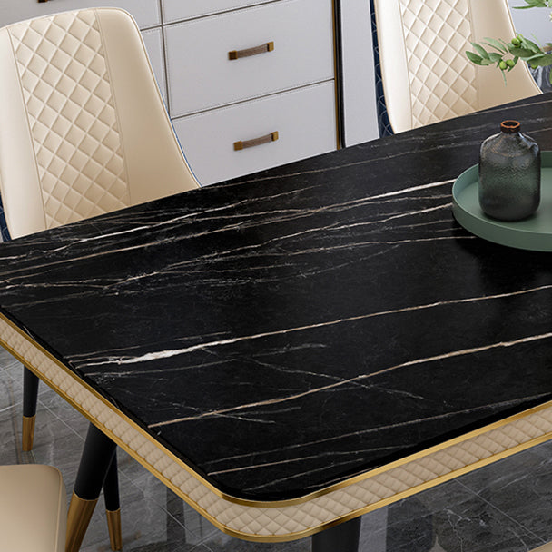 Modern Rectangle 1/4/5/6/7 Pieces Dining Table Set Black Legs Indoor Dinette Set