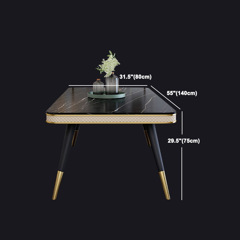 Modern Rectangle 1/4/5/6/7 Pieces Dining Table Set Black Legs Indoor Dinette Set