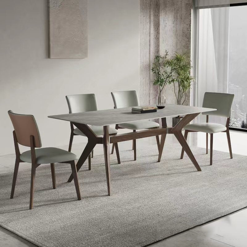Modern Style Sintered Stone Dining Table Set Wood 1/2/5/7 Pieces Dining Set