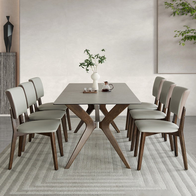 Modern Style Sintered Stone Dining Table Set Wood 1/2/5/7 Pieces Dining Set