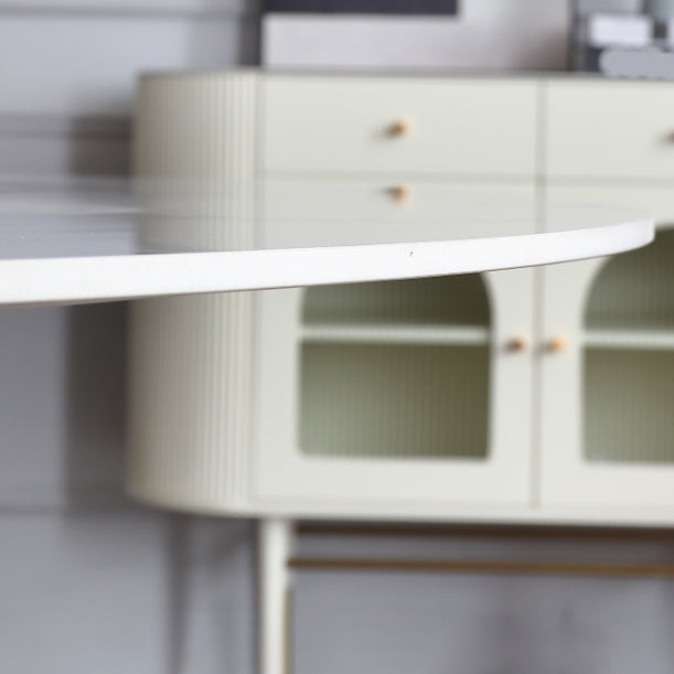 Round White Indoor Dining Table Set Modern Stone 1/2/3/5 Pieces Dinette Set