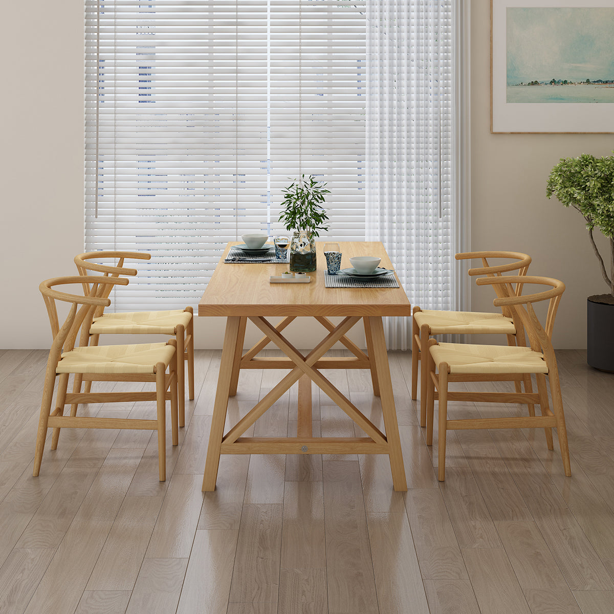 Modern 1/3/4/5 Pieces Dining Set Rectangle Pine Wood Dining Table for Dining Room