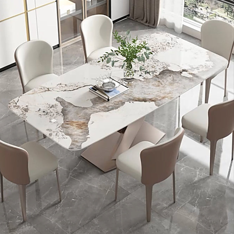 Contemporary Rectangle Sintered Stone Dining Table Set 1/2/5/7 Pieces Dining Set