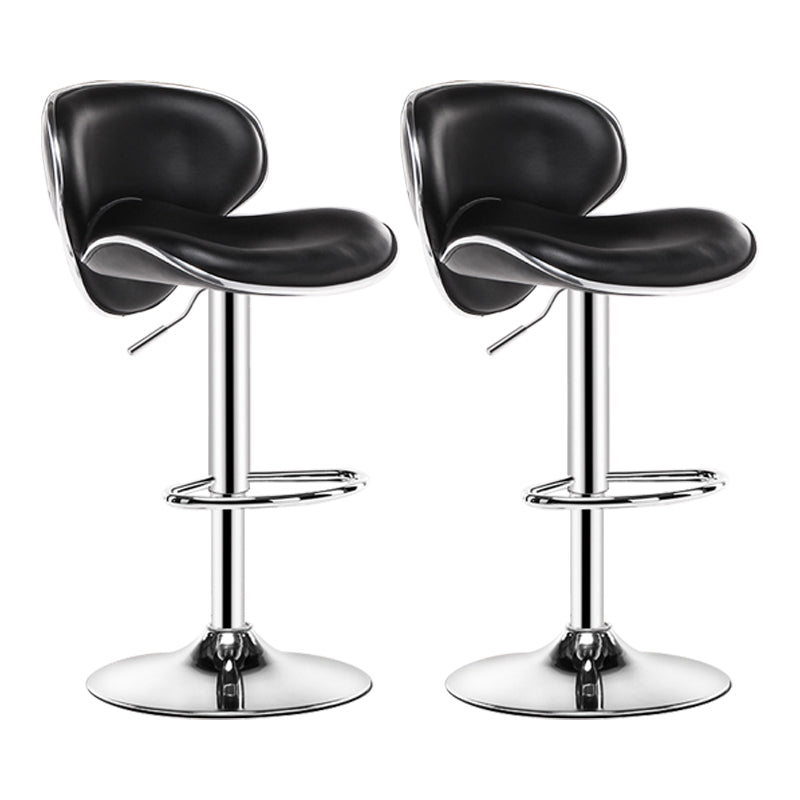 Scandinavian Metal Barstool Low Back PU Leather Adjustable Barstools in Matte Finish