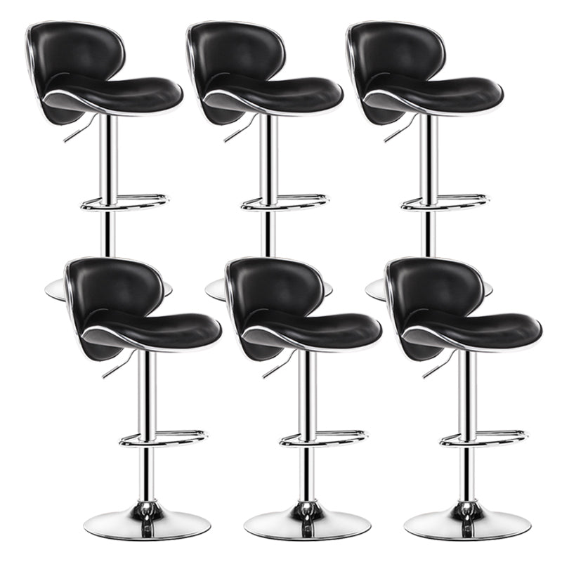 Scandinavian Metal Barstool Low Back PU Leather Adjustable Barstools in Matte Finish
