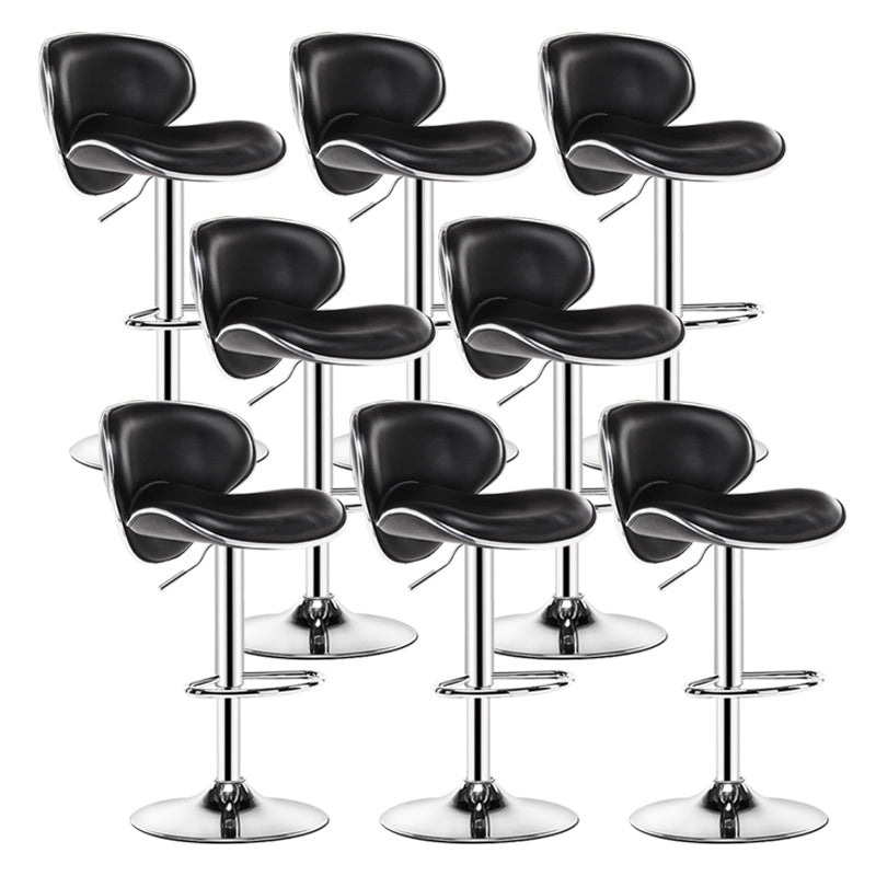 Scandinavian Metal Barstool Low Back PU Leather Adjustable Barstools in Matte Finish