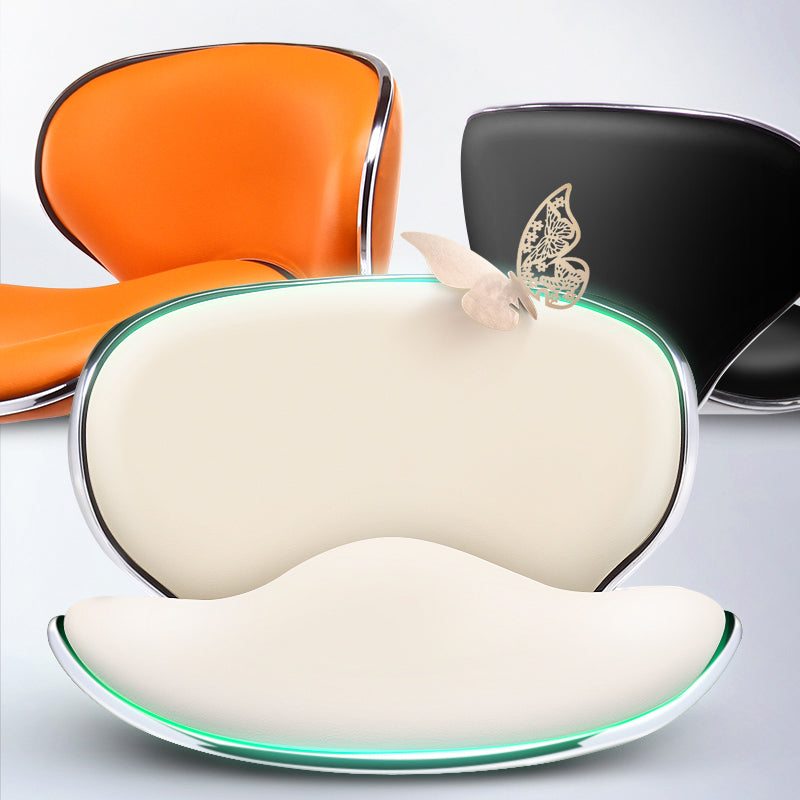 Scandinavian Metal Barstool Low Back PU Leather Adjustable Barstools in Matte Finish