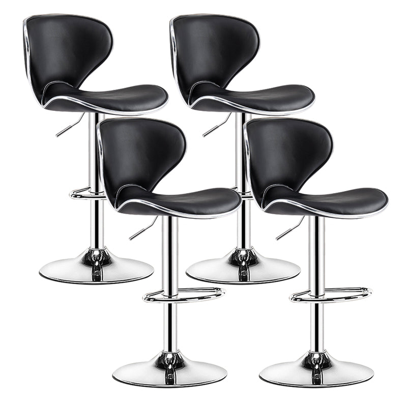 Scandinavian Metal Barstool Low Back PU Leather Adjustable Barstools in Matte Finish