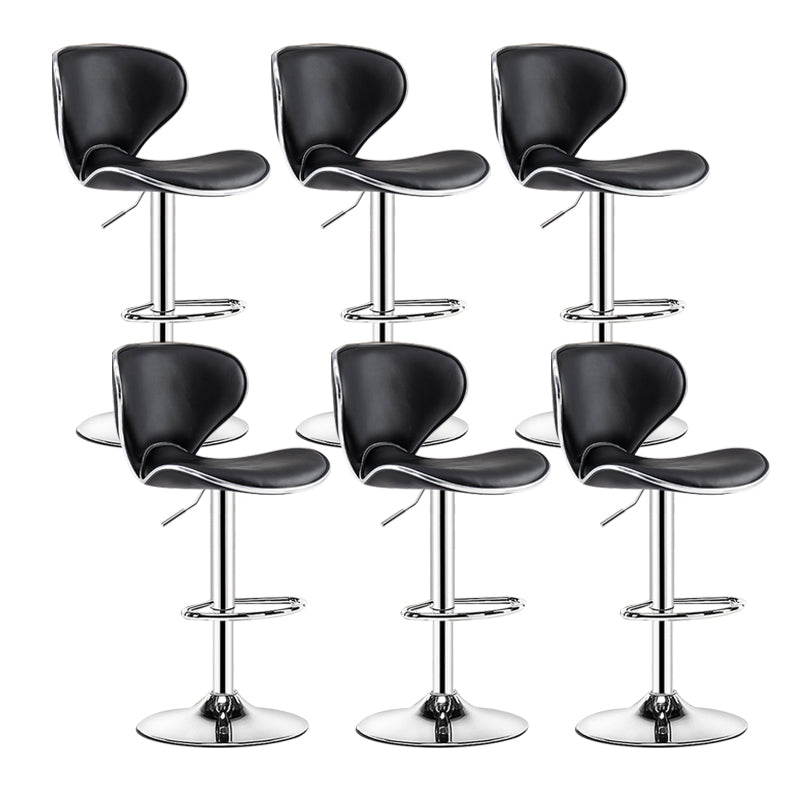 Scandinavian Metal Barstool Low Back PU Leather Adjustable Barstools in Matte Finish