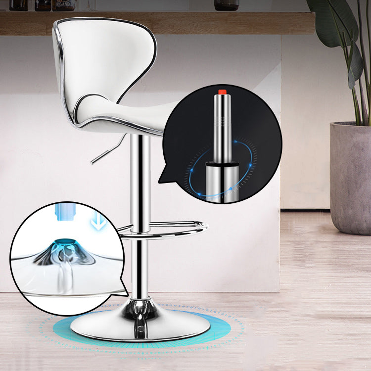 Scandinavian Metal Barstool Low Back PU Leather Adjustable Barstools in Matte Finish