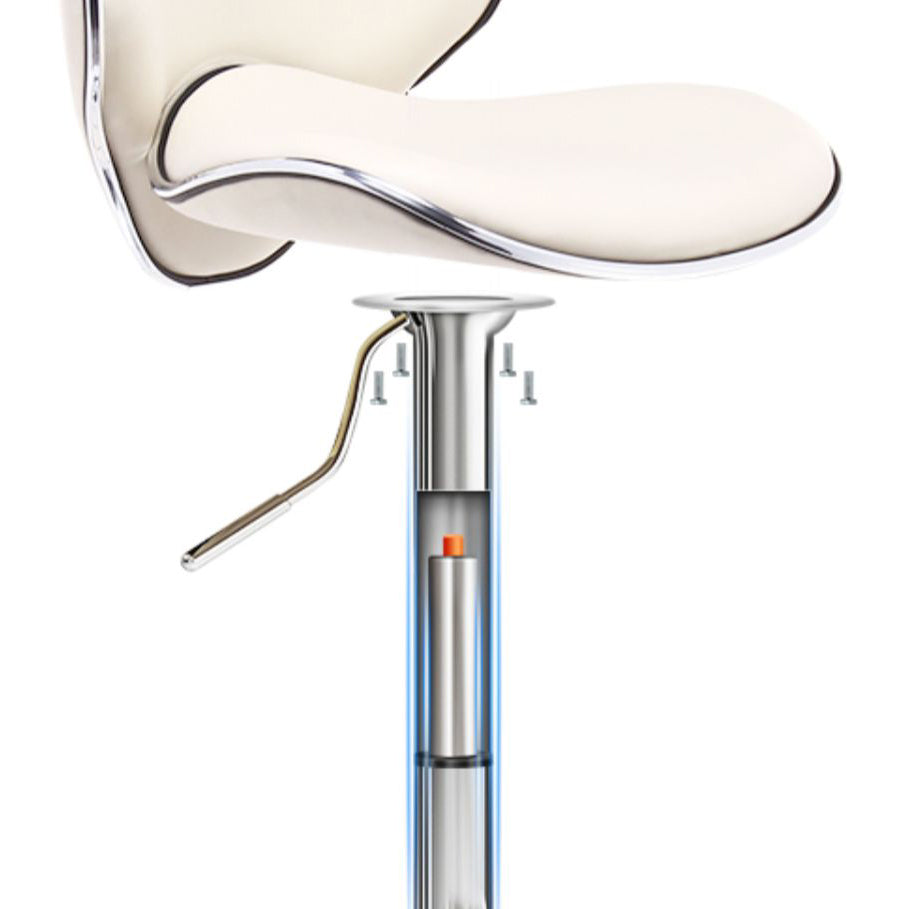 Scandinavian Metal Barstool Low Back PU Leather Adjustable Barstools in Matte Finish