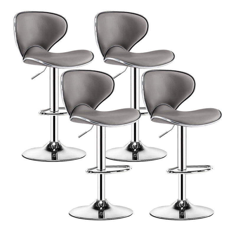 Scandinavian Metal Barstool Low Back PU Leather Adjustable Barstools in Matte Finish