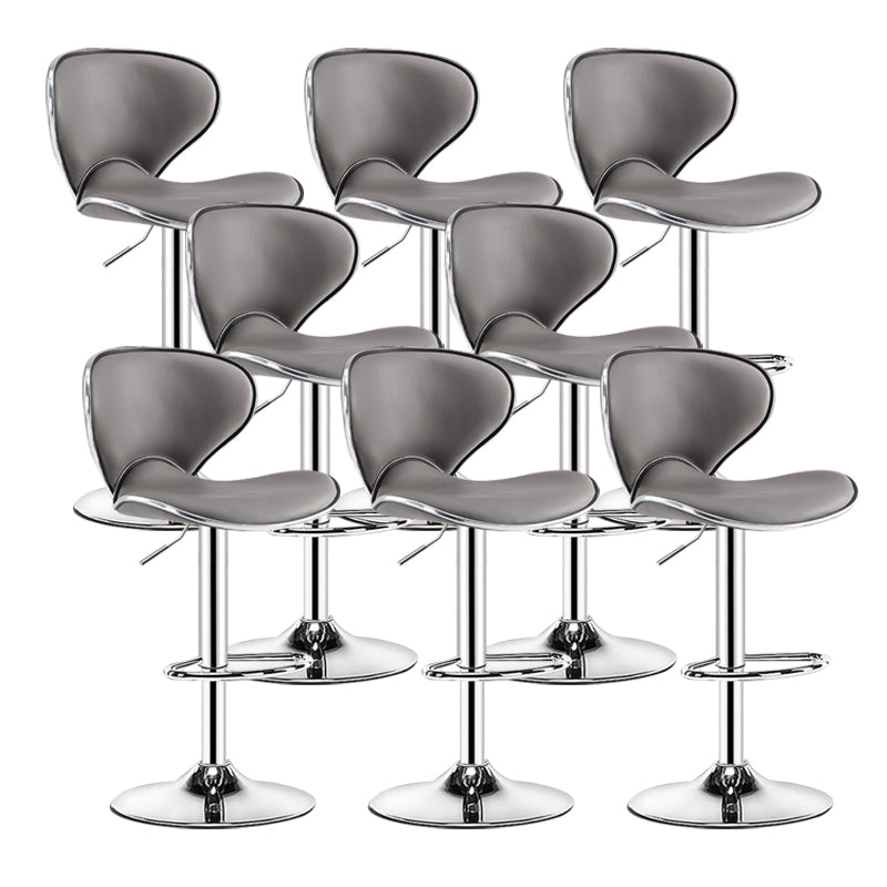 Scandinavian Metal Barstool Low Back PU Leather Adjustable Barstools in Matte Finish