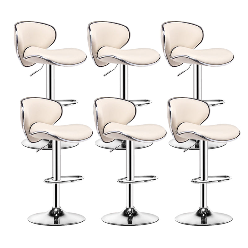 Scandinavian Metal Barstool Low Back PU Leather Adjustable Barstools in Matte Finish